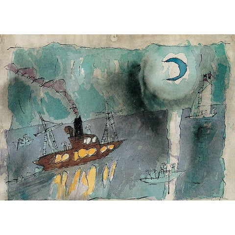Shipwreck Black Modern Wood Framed Art Print with Double Matting by Unknown