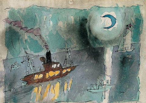 Shipwreck Black Ornate Wood Framed Art Print with Double Matting by Unknown