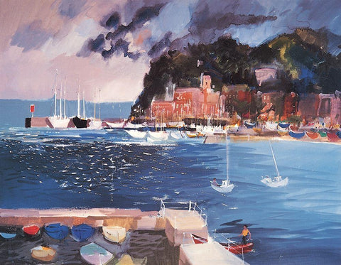 Safe Harbor White Modern Wood Framed Art Print with Double Matting by Unknown