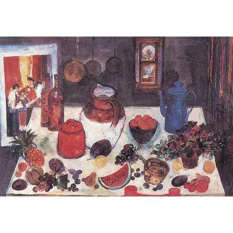 Set the Table Gold Ornate Wood Framed Art Print with Double Matting by Unknown