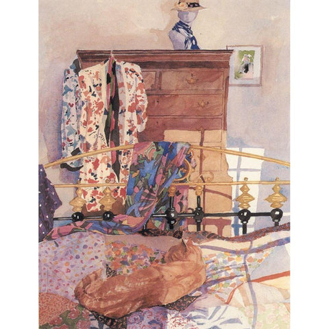 Brass Bed Black Modern Wood Framed Art Print by Unknown