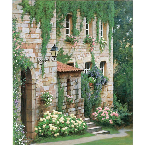 Country Manor Black Modern Wood Framed Art Print by Unknown