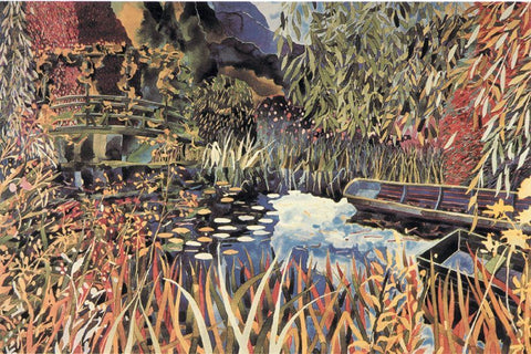 Magic Pond I White Modern Wood Framed Art Print with Double Matting by Unknown