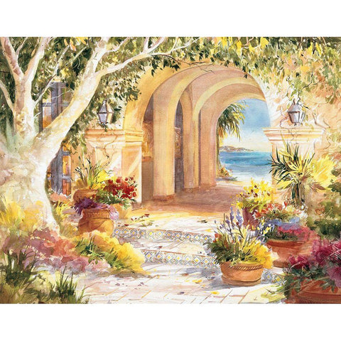 Ocean Portal Gold Ornate Wood Framed Art Print with Double Matting by Unknown