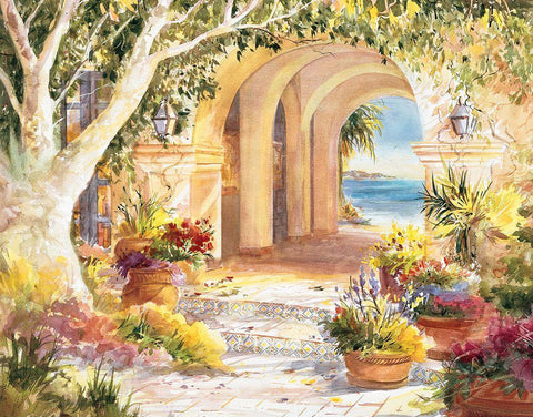 Ocean Portal White Modern Wood Framed Art Print with Double Matting by Unknown