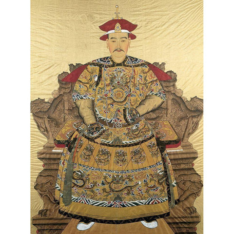 Emperor Old Gold Ornate Wood Framed Art Print with Double Matting by Unknown