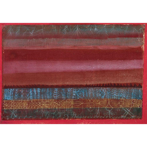 Red Fern Black Modern Wood Framed Art Print with Double Matting by Unknown