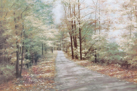 Garden Path Black Ornate Wood Framed Art Print with Double Matting by Unknown