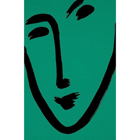 Green Face Black Modern Wood Framed Art Print with Double Matting by Unknown