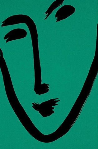 Green Face Black Ornate Wood Framed Art Print with Double Matting by Unknown