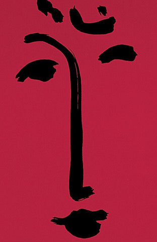 Red Face Black Ornate Wood Framed Art Print with Double Matting by Unknown