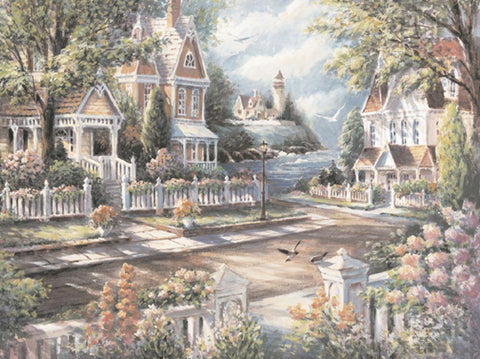 Street to the Pier White Modern Wood Framed Art Print with Double Matting by Unknown