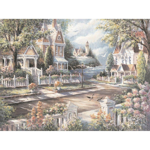 Street to the Pier Gold Ornate Wood Framed Art Print with Double Matting by Unknown