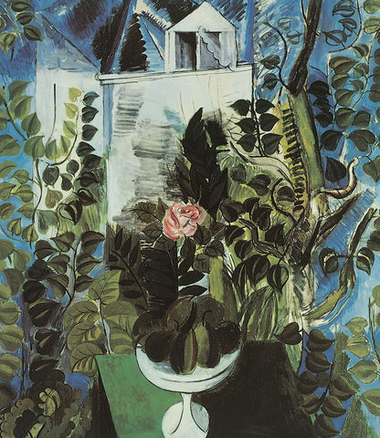 In the Garden Black Modern Wood Framed Art Print by Unknown