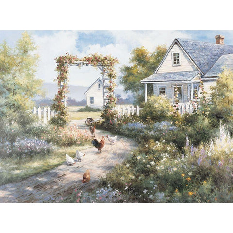 Seaside Cottage II White Modern Wood Framed Art Print by Unknown
