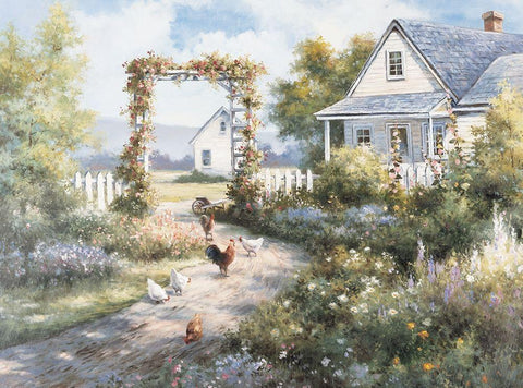 Seaside Cottage II White Modern Wood Framed Art Print with Double Matting by Unknown