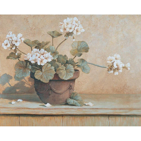 Potted Geranium I White Modern Wood Framed Art Print by Unknown