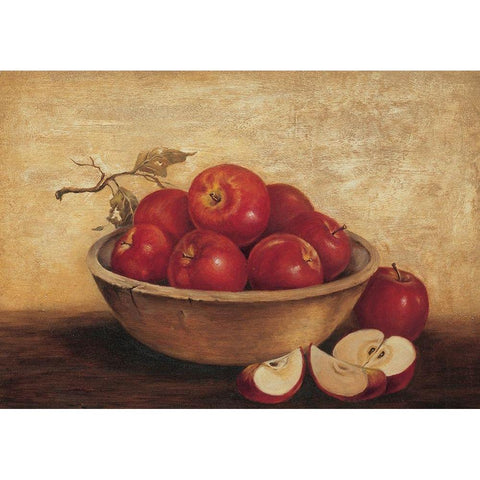 Bowl of Apples Black Modern Wood Framed Art Print with Double Matting by Unknown