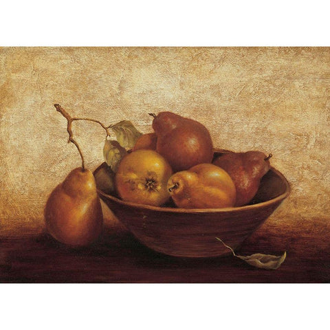 Bowl of Pears Black Modern Wood Framed Art Print with Double Matting by Unknown