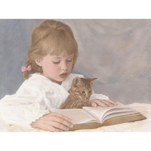 Lesson for Kitty White Modern Wood Framed Art Print by Unknown