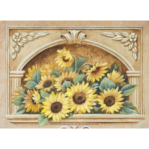 Sunflower Fresco White Modern Wood Framed Art Print by Unknown