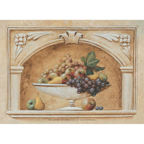 Fruitbowl Fresco Gold Ornate Wood Framed Art Print with Double Matting by Unknown