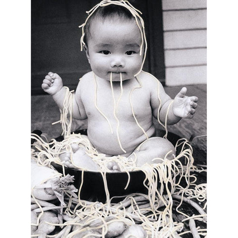 Noodle Baby White Modern Wood Framed Art Print by Unknown