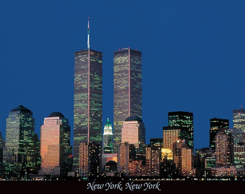 New York Black Ornate Wood Framed Art Print with Double Matting by Unknown