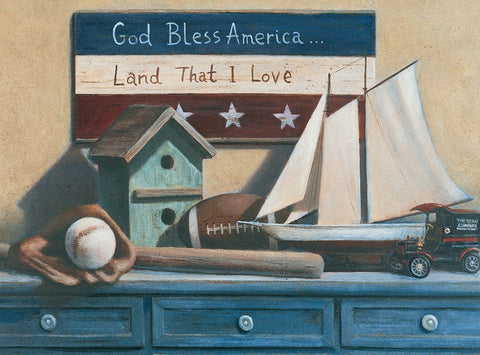 God Bless America Black Modern Wood Framed Art Print by Unknown