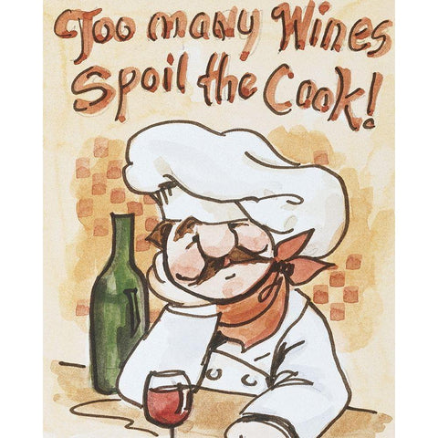 Too Many Cooks White Modern Wood Framed Art Print by Unknown