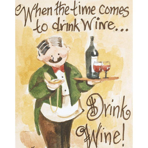 Drink Wine White Modern Wood Framed Art Print by Unknown