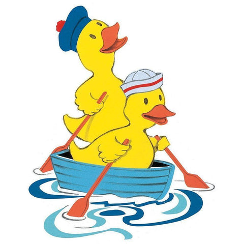 Ducks Sailing Black Modern Wood Framed Art Print by Unknown