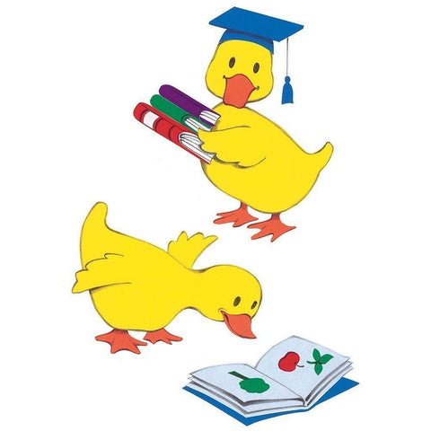 Ducks Reading White Modern Wood Framed Art Print by Unknown