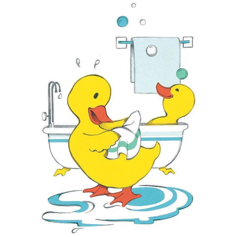 Ducks Bathing Black Modern Wood Framed Art Print by Unknown