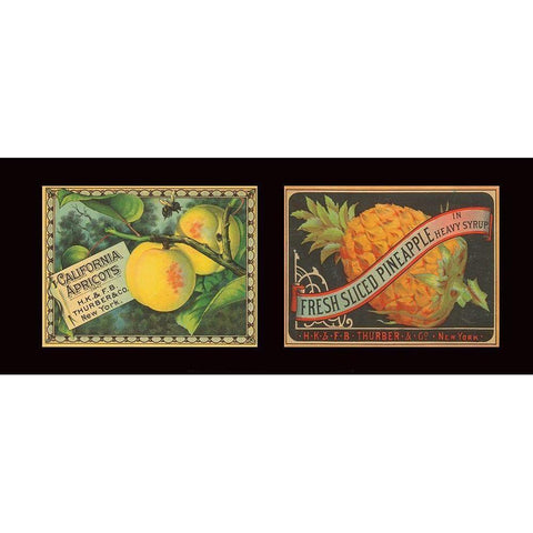 Apricots and Pineapple Gold Ornate Wood Framed Art Print with Double Matting by Unknown