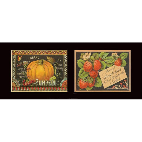 Pumpkin and Strawberries Gold Ornate Wood Framed Art Print with Double Matting by Unknown