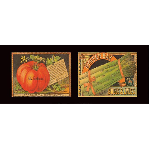 Tomato and Asparagus Gold Ornate Wood Framed Art Print with Double Matting by Unknown