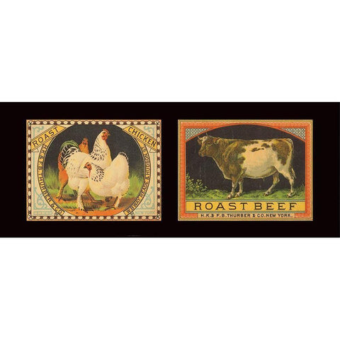 Chicken and Beef Black Modern Wood Framed Art Print by Unknown