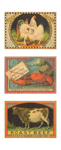 Chicken-Lobster-Beef Black Ornate Wood Framed Art Print with Double Matting by Unknown