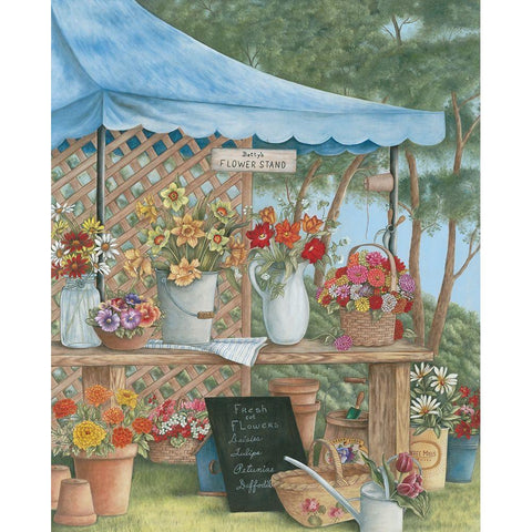 Flower Stand I White Modern Wood Framed Art Print by Unknown