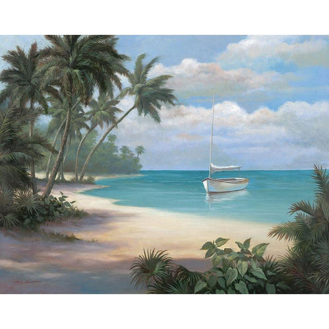 On the Beach Black Modern Wood Framed Art Print by Unknown