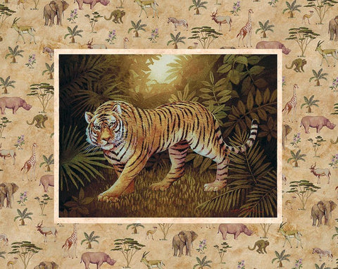 Tiger Safari White Modern Wood Framed Art Print with Double Matting by Unknown