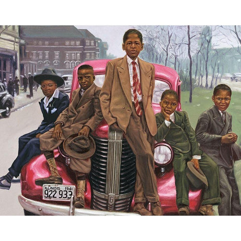 Off the Car Black Modern Wood Framed Art Print with Double Matting by Unknown