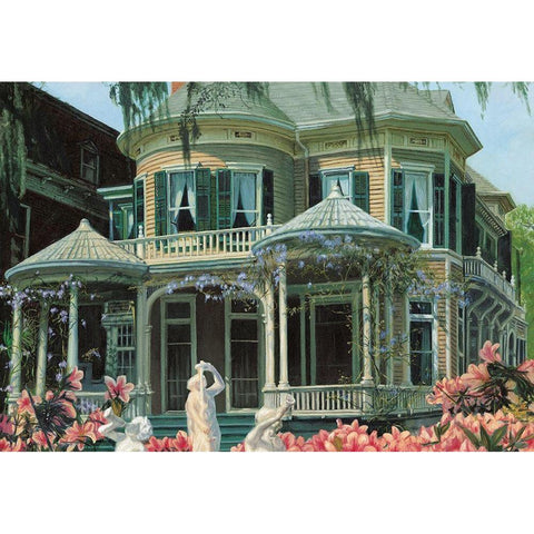 Southern Mansion Black Modern Wood Framed Art Print by Unknown
