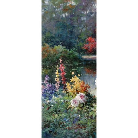 Gazebo on Lake II Gold Ornate Wood Framed Art Print with Double Matting by Unknown