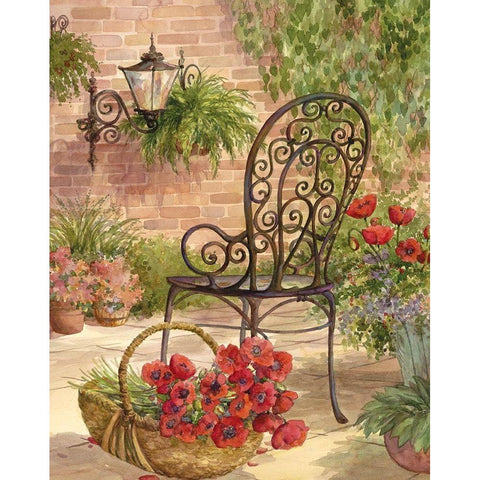 Patio Chair I Black Modern Wood Framed Art Print with Double Matting by Unknown