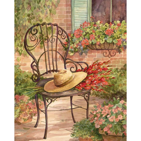 Patio Chair II White Modern Wood Framed Art Print by Unknown