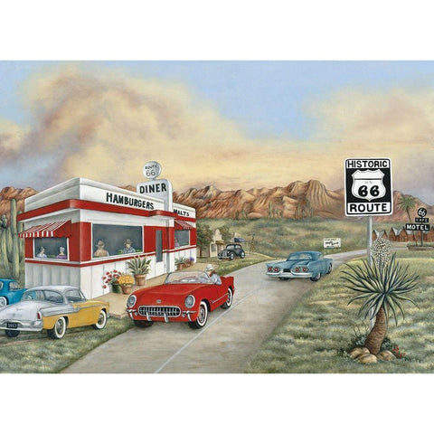 Route 66 I Black Modern Wood Framed Art Print with Double Matting by Unknown