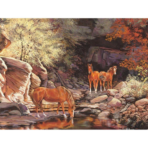 Drinking Hole White Modern Wood Framed Art Print by Unknown