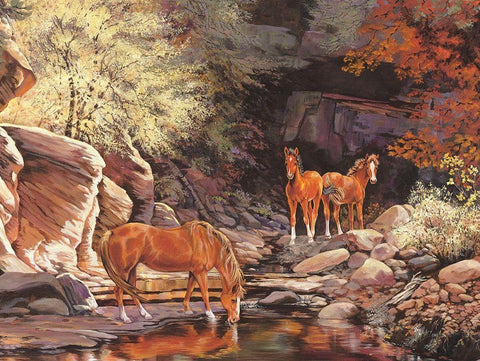 Drinking Hole White Modern Wood Framed Art Print with Double Matting by Unknown